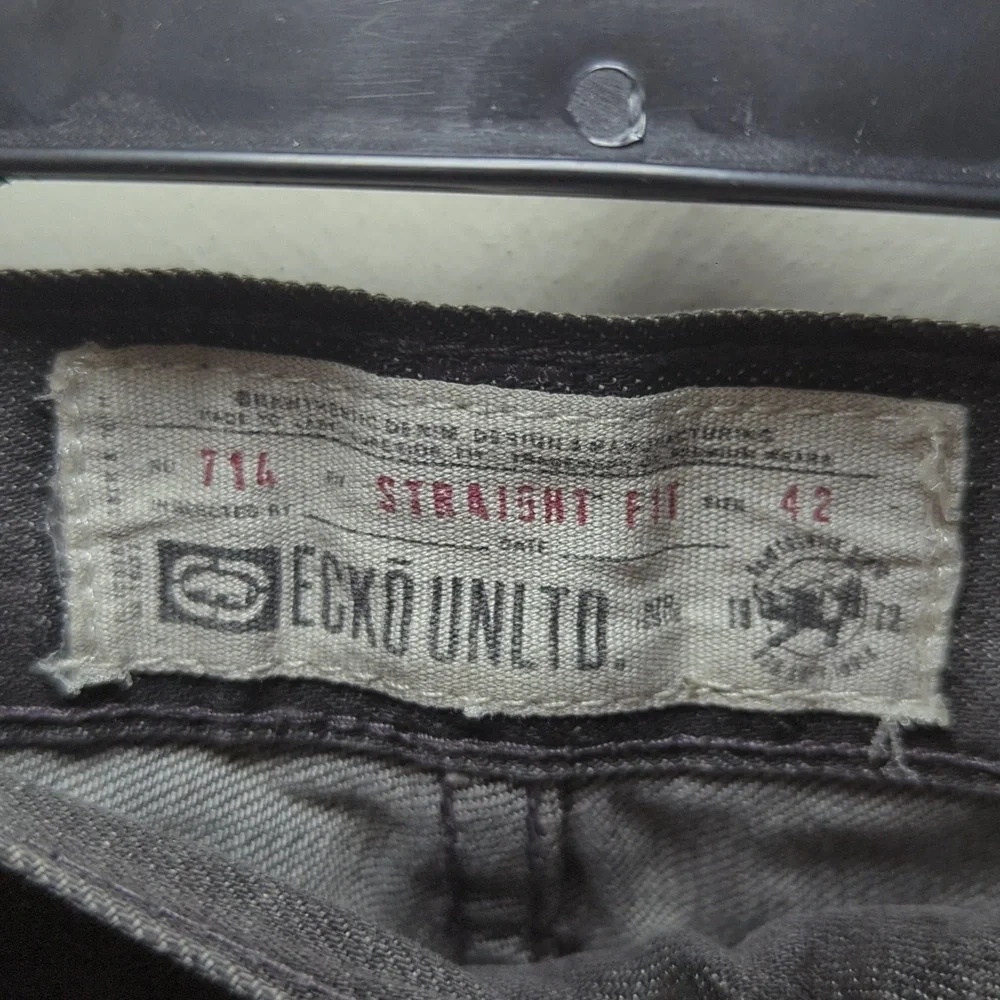 Ecko Unlimited Straight Leg Jeans Gray Denim Cotton Stretch Men's Size 42x31